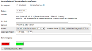 Zeiterfassung Korrekturbuchung