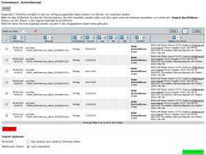 Kalender Terminimport Kontrolle