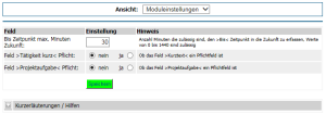 Zeiterfassung Moduleinstellungen